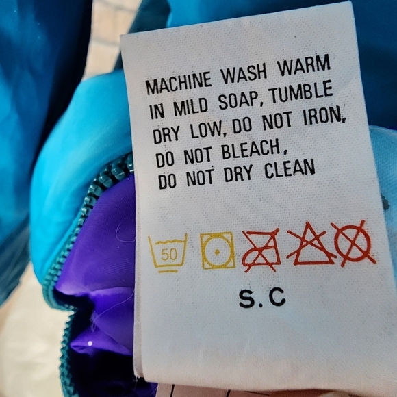 Vintage Reversible Columbia Bomber Jacket Ski Winter Purple Teal Size Large - Picture 16 of 16